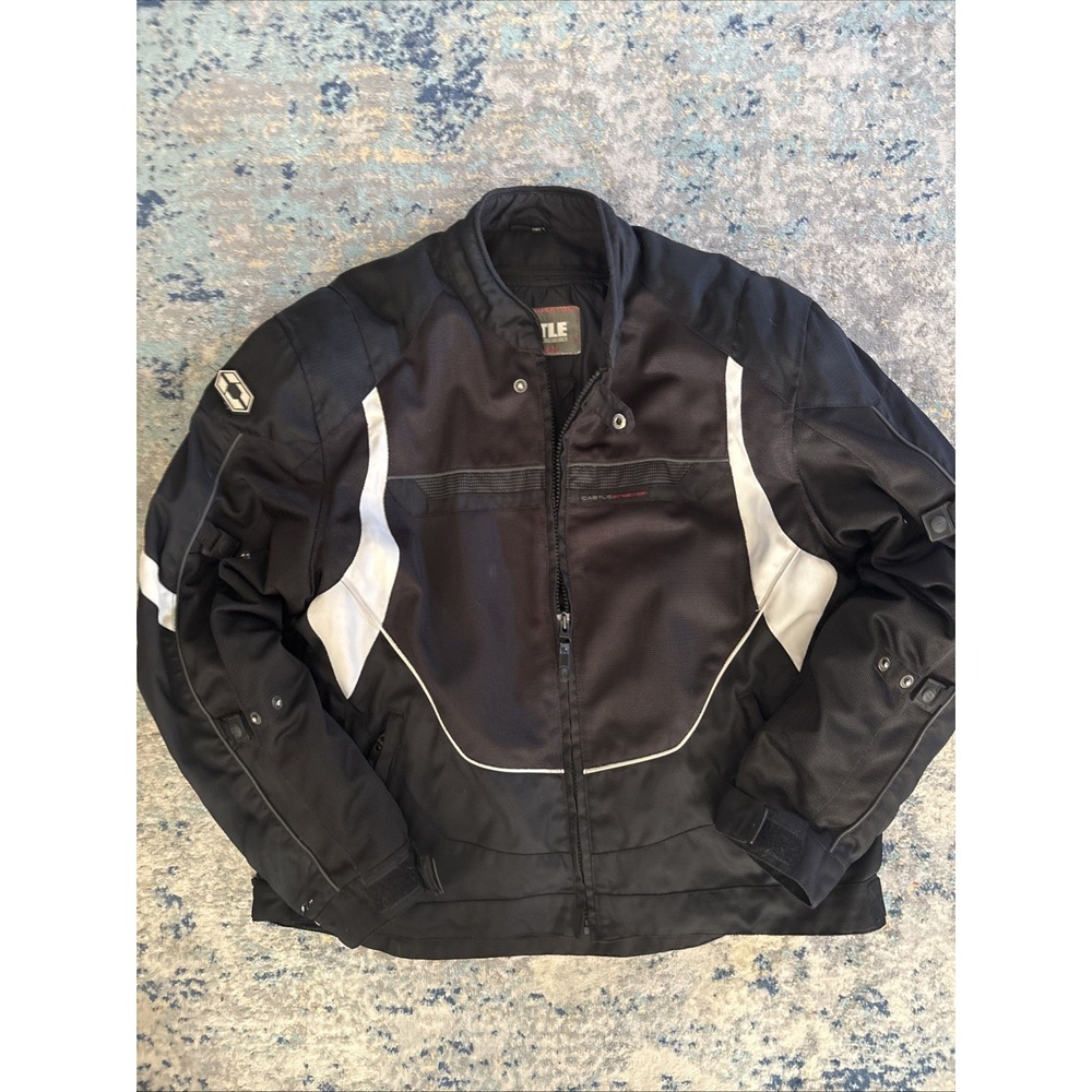 Castle Streetwear Motorcycle Double Jacket M's XXL Pads To Elbows Shoulders Back